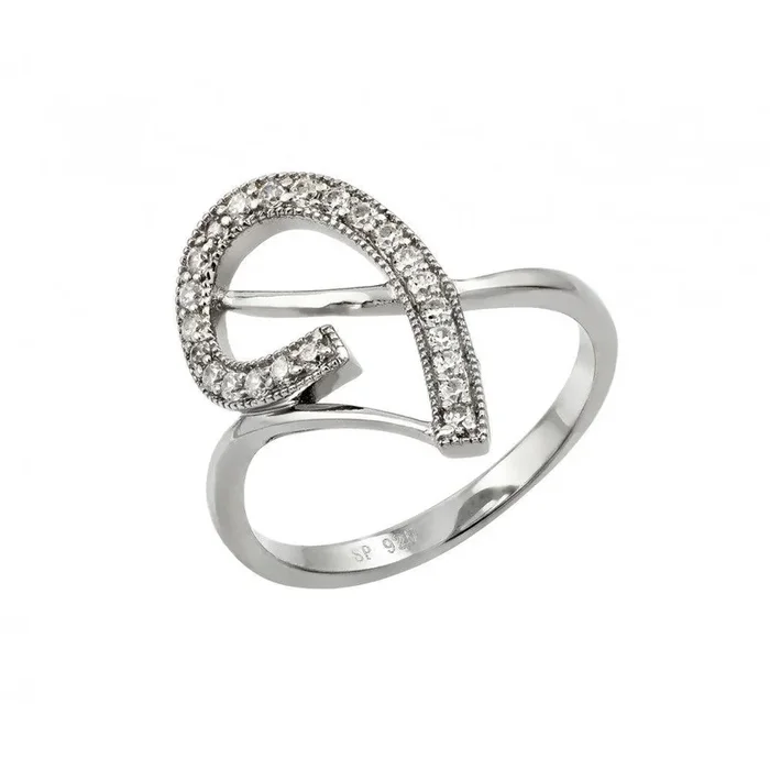 Anillo de rizo con incrustaciones de circonita transparente chapado en rodio de plata 925 – STR00960