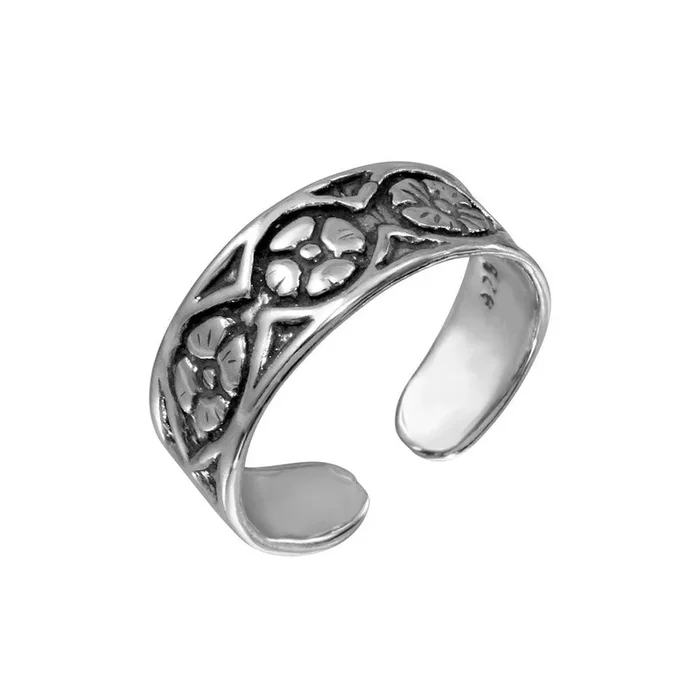 Anillo para el dedo del pie con eslabones de flores en plata de ley 925 – TR163-A