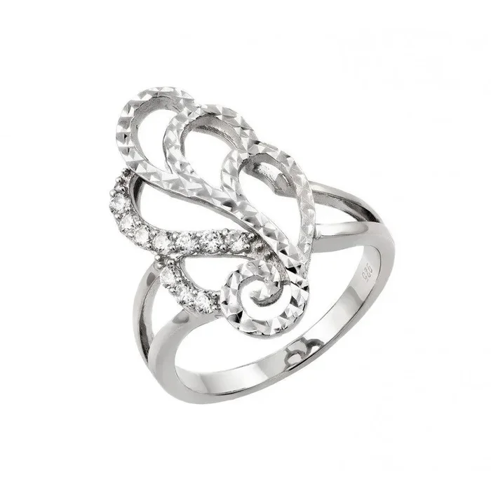 Anillo redondo de filigrana transparente con circonita cúbica plateada en rodio de plata 925 – STR00943