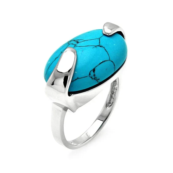Anillo Turquesa Ovalada Plata 925 Rodiada – BGR00541