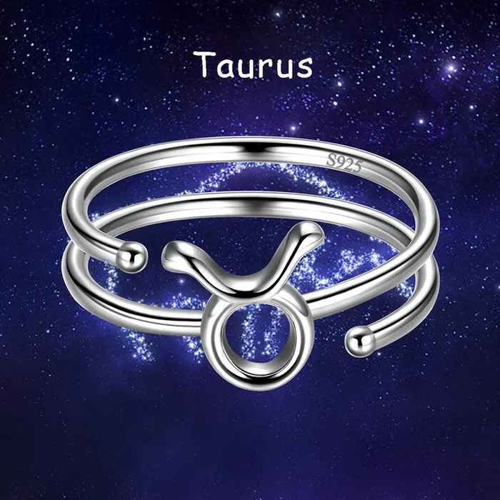 Anillos de Tauro, joyería con signo del zodiaco, regalos de cumpleaños para mujeres y niñas, Plata de Ley 925