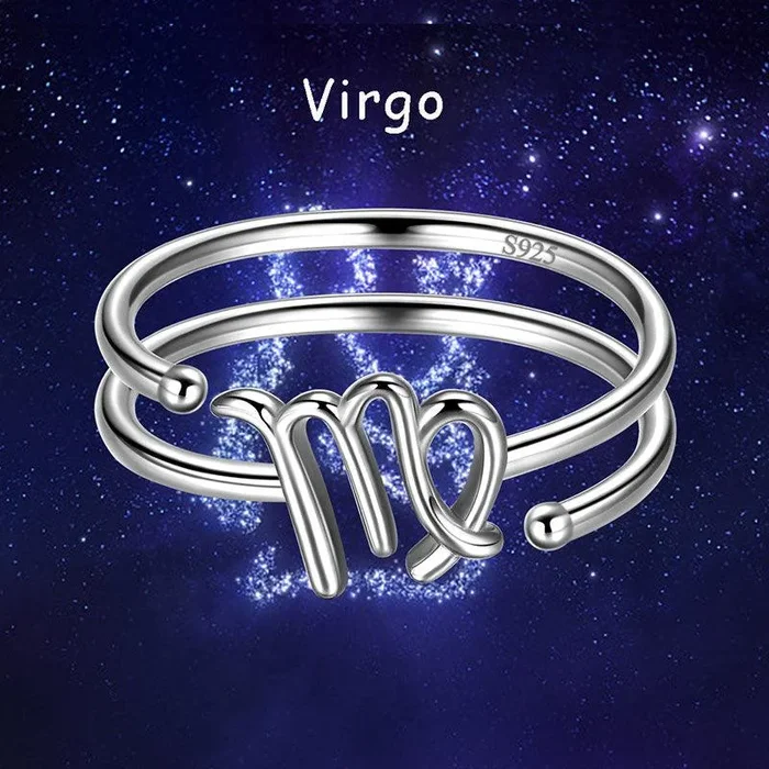 Anillos Virgo Joyería con signo del zodiaco Mujeres Niñas Regalos de cumpleaños Plata de ley 925