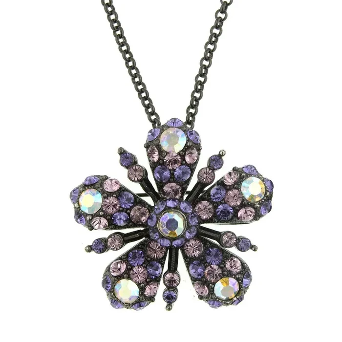 Antiquities Couture Ab Crystal With Austrian Pendant Necklace 16″ + 3″ Extender