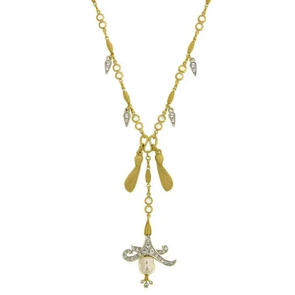 Antiquities Couture Empress Crystal Baroque Faux Pearl Necklace 16″ + 3″ Extender