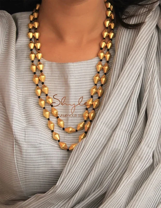 Anvaya Gold Tone Two Layered Dholki Mala