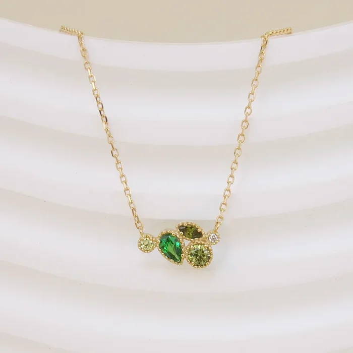 Anya necklace green zironcs gold-plated