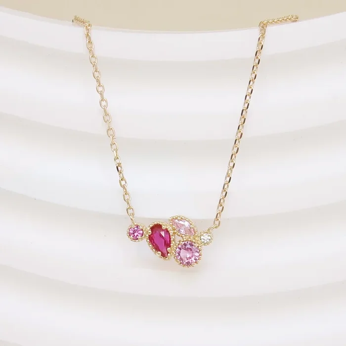 Anya necklace pink zircons gold-plated