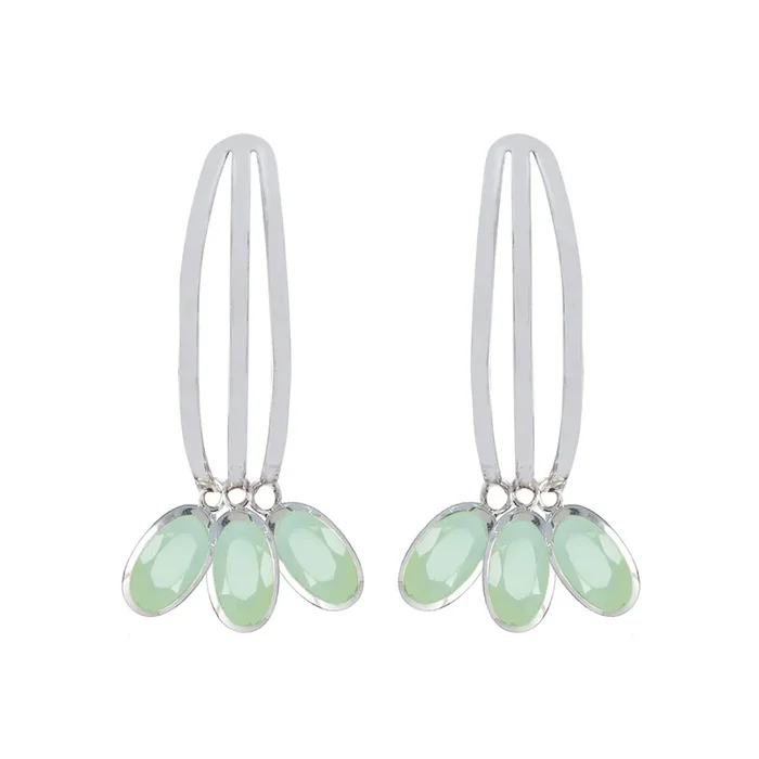 Aqua Chalcedony American Paula multiple Stud Green Sterling Silver Earring