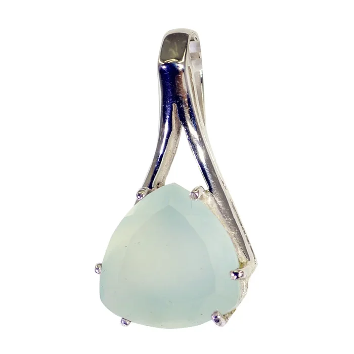 Aqua Chalcedony Dainty French 925 Silver Solitaire Antonia Eternity Blue Pendant Jewelry