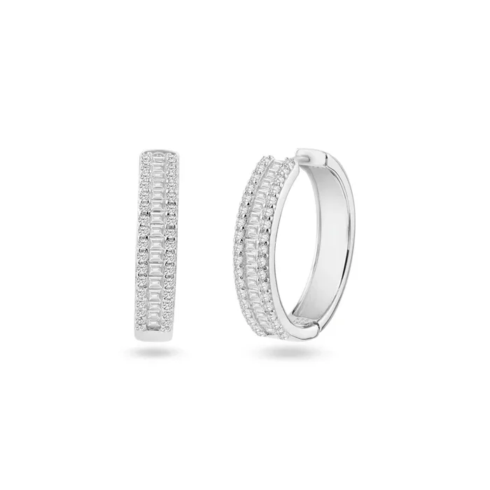 Aro de plata de ley 925 rodiada con pavé de 26 mm – STE01337
