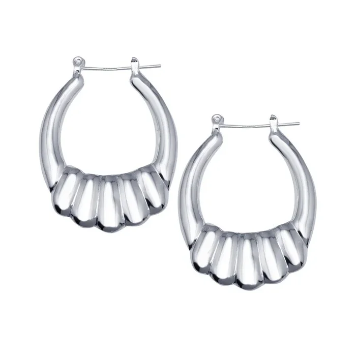 Aros de camarón hueco de plata de ley 925 pulida – HP09