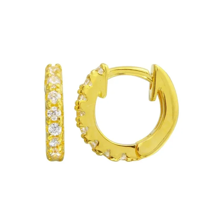 Aros de plata de ley 925 bañados en oro con circonitas cúbicas de 9,3 mm – STE01218GP