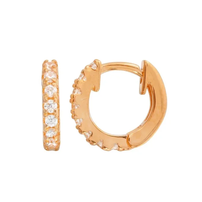 Aros de plata de ley 925 chapados en oro rosa con circonitas de 9,3 mm – STE01218RGP