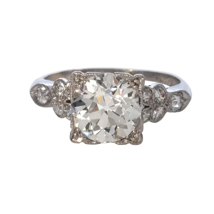 Art Deco Style 2.69ctw Old European Cut Diamond Platinum Ring