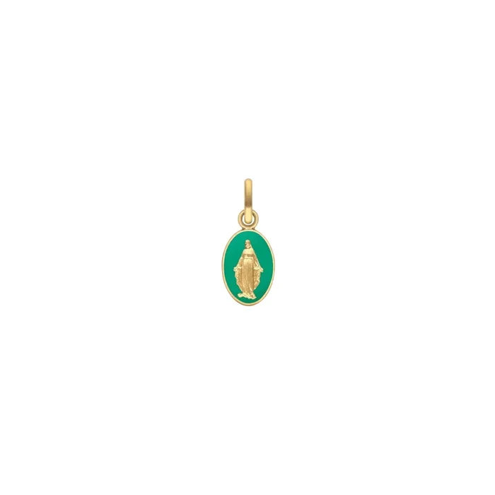 Arthus Bertrand emerald green Miraculous Virgin medal in gold – Lepage