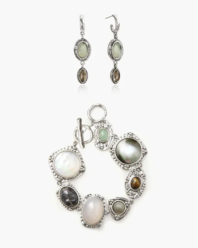 Athena-Armband & Moos-Amulett-Ohrringe Set