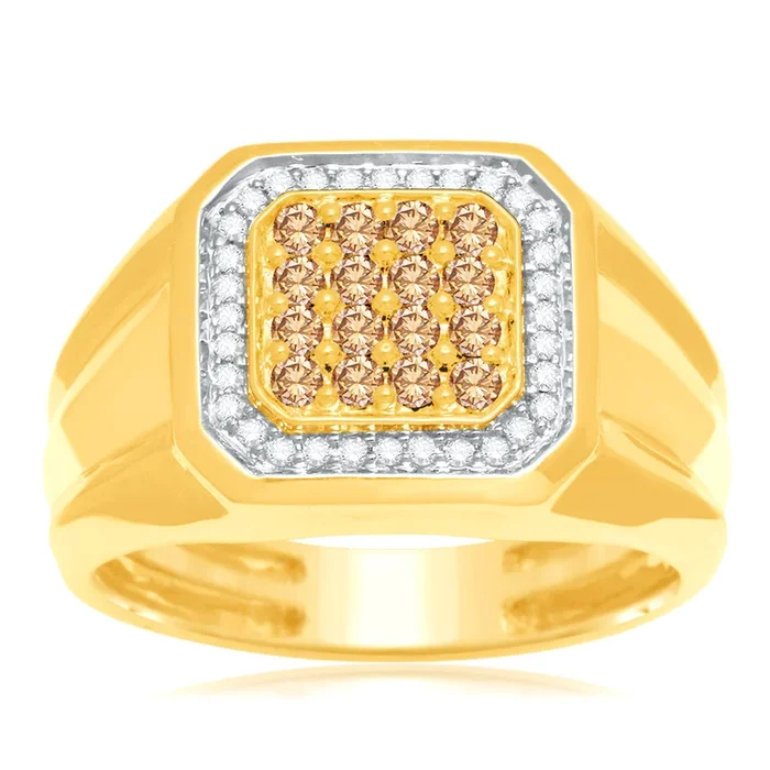 Australian Diamond 9ct Yellow Gold Gents Ring with 1/2 Carat of Diamonds