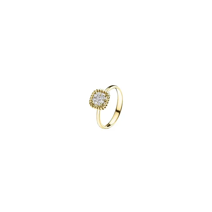 Bague femme Carrée en or jaune et diamants AB0805GJ – Lepage