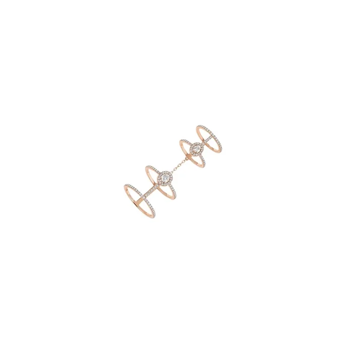Bague Messika Glamazone Double 4 rangs or rose diamants 5671R – Lepage