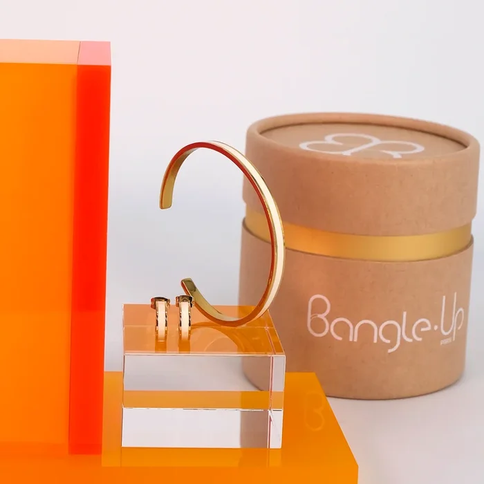 Bangle and Mini Hoop Earrings Set – Sand White