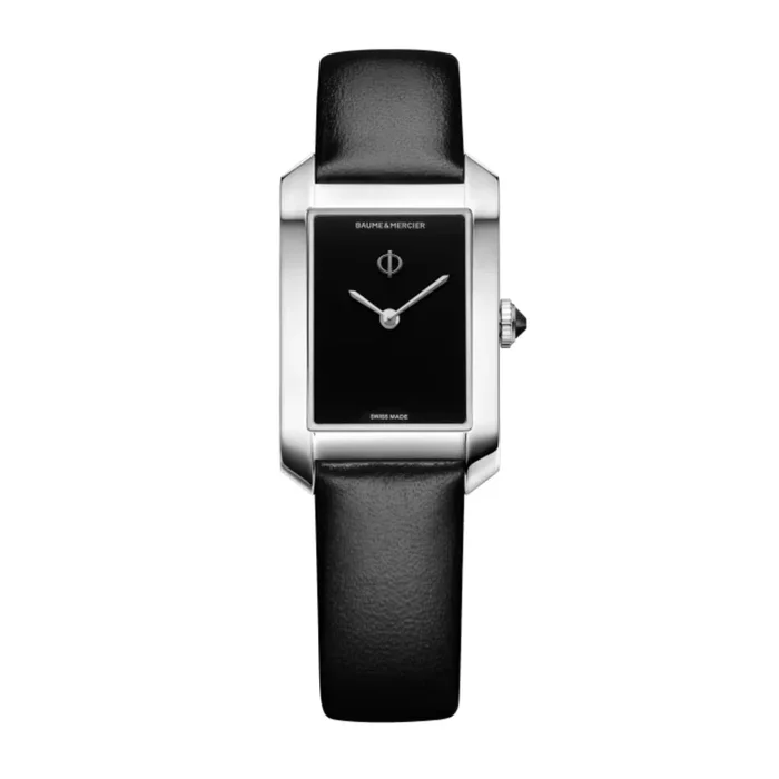 Baume et Mercier Hampton quartz Watch black dial black leather strap 35 x 22 mm 10760 – Lepage