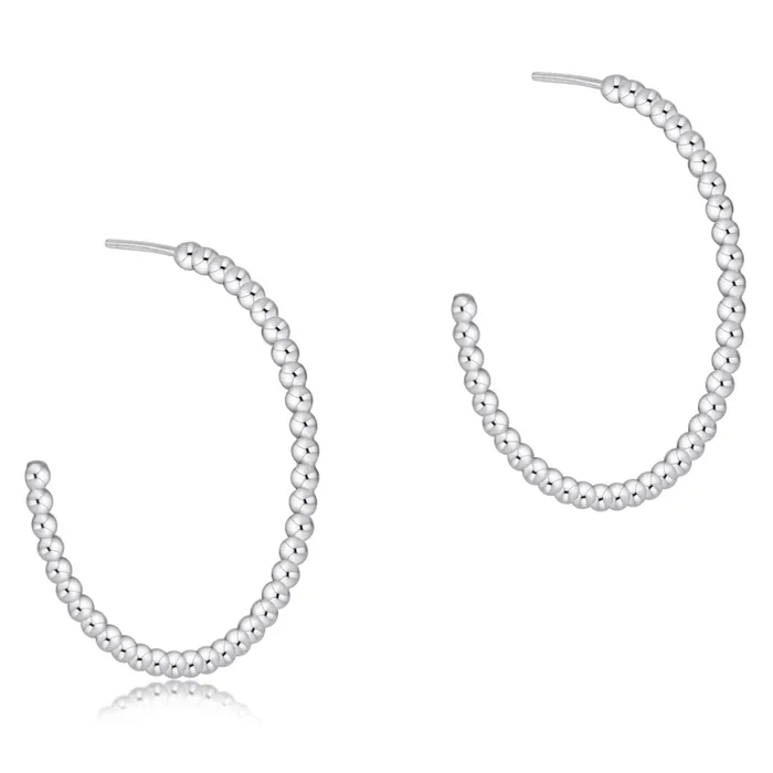Beaded Classic 1.25″ Post Hoop – 2mm Sterling