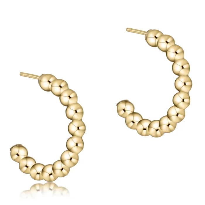 Beaded Classic 1″ Post Hoop – 3mm Gold