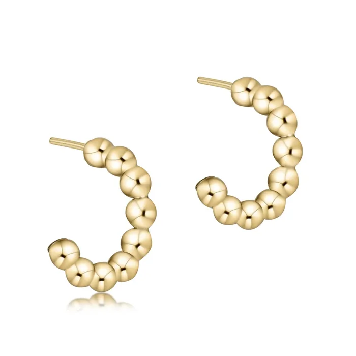 Beaded Classic 1″ Post Hoop – 4mm Gold