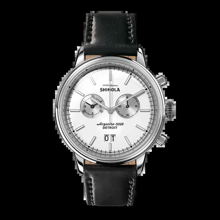 Bedrock Chronograph Watch – Black Leather Strap