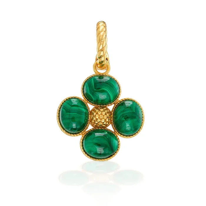 Berry Clover Double Sided Pendant – Malachite