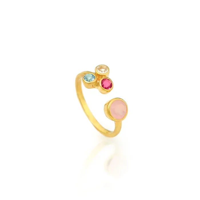 Birthstone Cluster Adjustable Ring – Mom of Three Kids