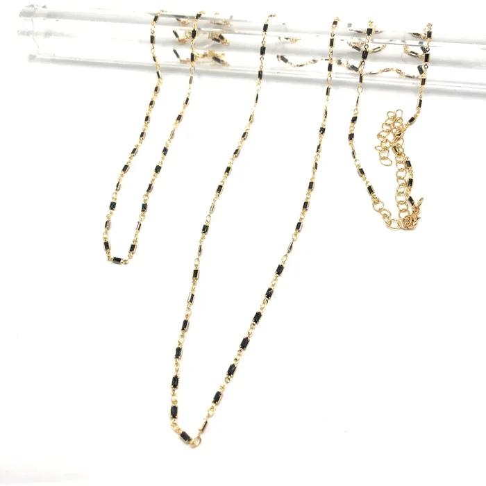 Black Crystal Baguette Channel Necklace – 2 lengths