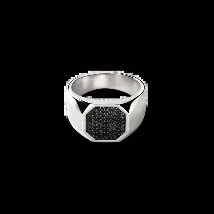 Black Diamond Pave Octagonal Signet Ring