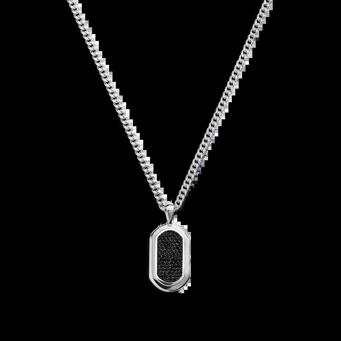 Black Diamond Pave Tag Necklace