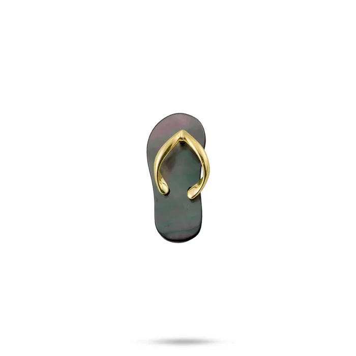 Black Mother of Pearl Slipper Pendant in Gold – 19mm
