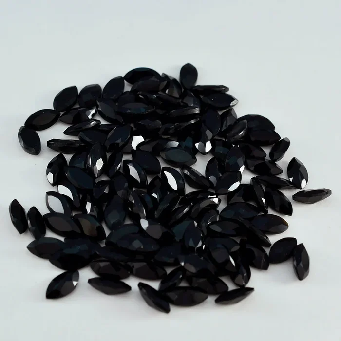 Black Onyx 10PC Tiny 2×4 MM Marquise Faceted Black Shine Semi Precious Loose Gems