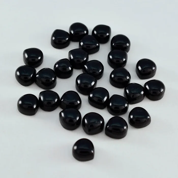 Black Onyx 10PC Tiny 4×4 MM Heart Cabochon Black Pure semi Precious Precious Gemstone