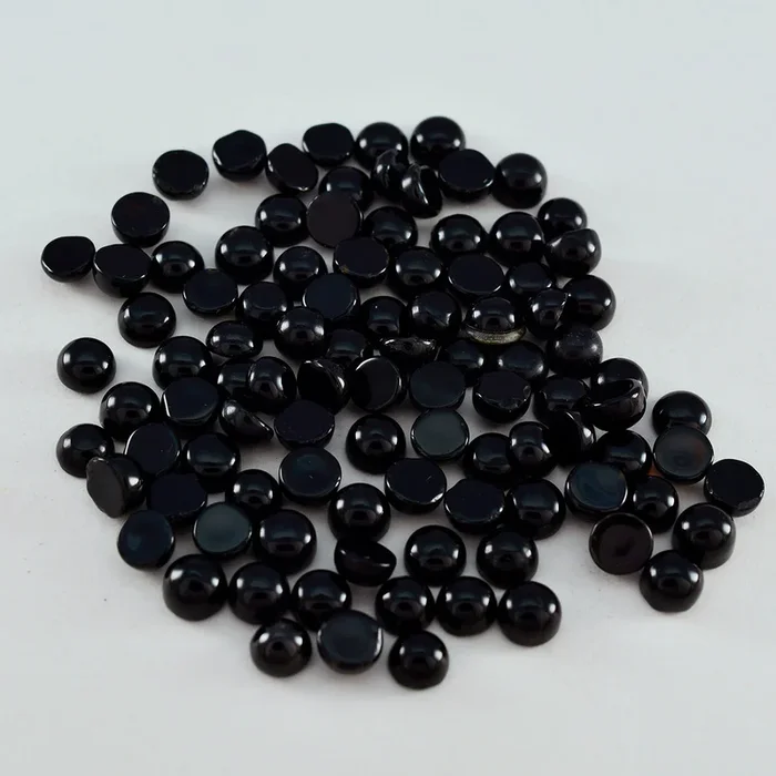 Black Onyx 10PC Tiny 4×4 MM Round Cabochon Black Natural semi Precious Gems