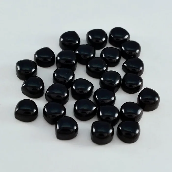 Black Onyx 10PC Tiny 5×5 MM Heart Cabochon Black Fiery semi Precious Gems