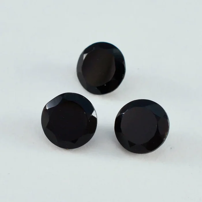 Black Onyx 10PC Tiny 5×5 MM Round Faceted Black Sparkling Semi Precious Gems
