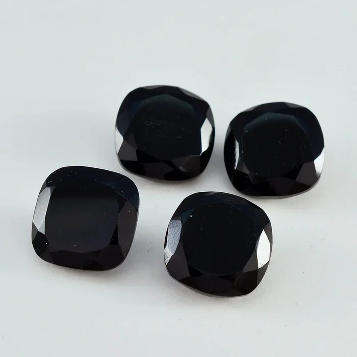 Black Onyx 1PC Large 10×10 MM Cushion Faceted Black Shine Semi Precious Loose Gems