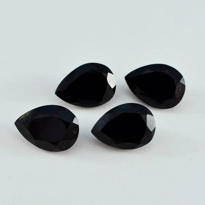 Black Onyx 1PC Large 10×12 MM Pear Faceted Black High-Quality Semi Precious Loose Gems