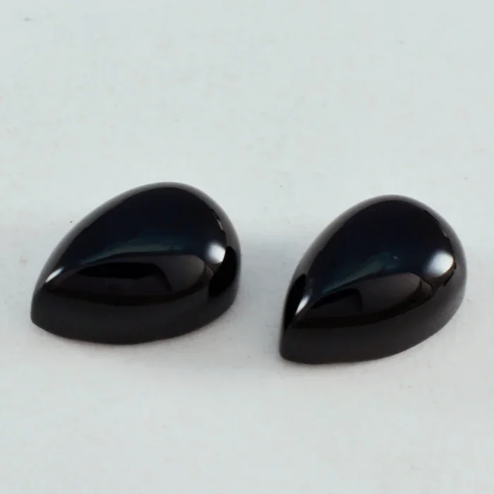 Black Onyx 1PC Large 9×11 MM Pear Cabochon Black Sparkling semi Precious Semi Precious Gemstone