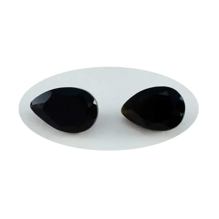 Black Onyx 1PC Medium 7×10 MM Pear Faceted Black Luster Semi Precious Loose Gems