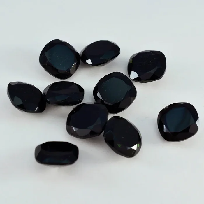 Black Onyx 1PC Medium 9×9 MM Cushion Faceted Black Lustrous Semi Precious Gems