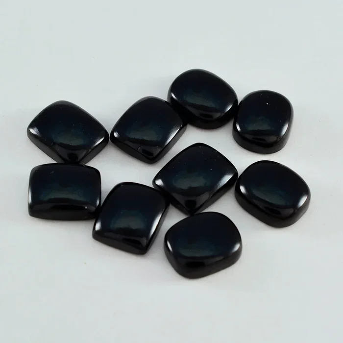 Black Onyx 1PC Small 6×8 MM Emerald Cabochon Black Sparkling semi Precious Semi Precious Gemstone