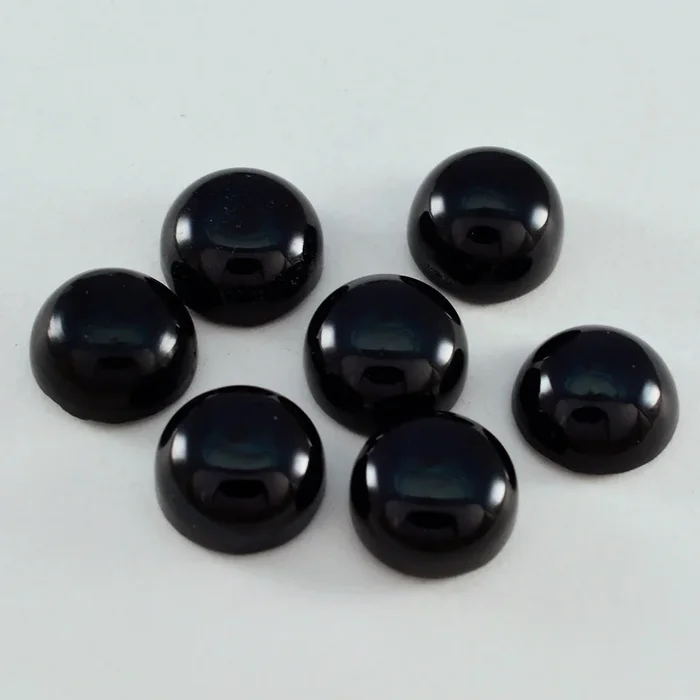 Black Onyx 1PC Small 7×7 MM Round Cabochon Black Pure semi Precious Loose Gemstones
