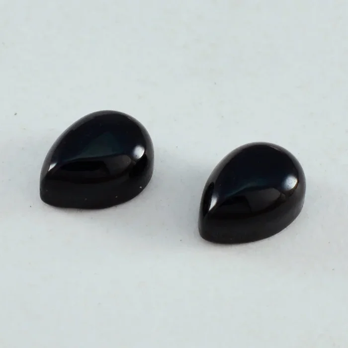Black Onyx 1PC Small 7×9 MM Pear Cabochon Black Pure semi Precious Loose Gems