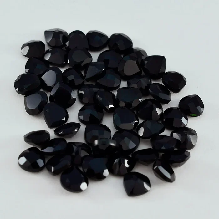 Black Onyx 1PC Small 8×8 MM Heart Faceted Black Luster Semi Precious Loose Gemstones