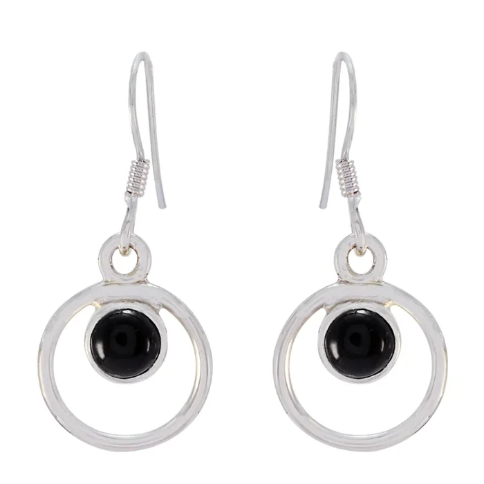 Black Onyx African Audrey multiple Dangle Black 92.5 Silver Earring